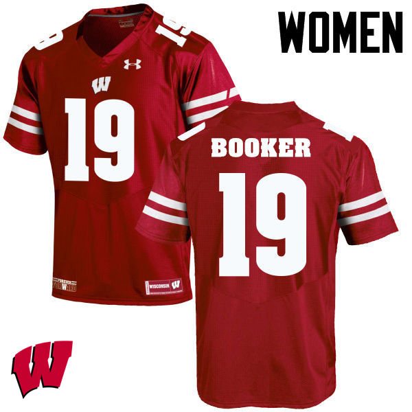 Wisconsin Badgers Women's #19 Titus Booker NCAA Under Armour Authentic Red College Stitched Football Jersey GJ40I21VN